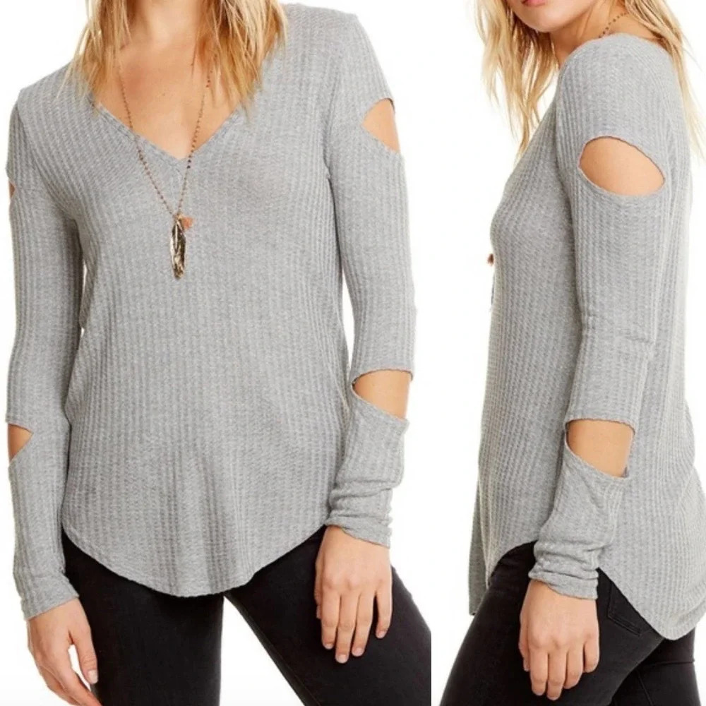 Chaser Thermal Vented Long Sleeve‎ V-Neck Gray